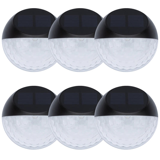 Decorative Round Solar Wall Light 1LED 6 Pack