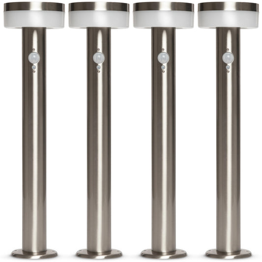 Stainless Steel Solar Bollard Light with Motion Sensor | 12 LED | 4 Pack