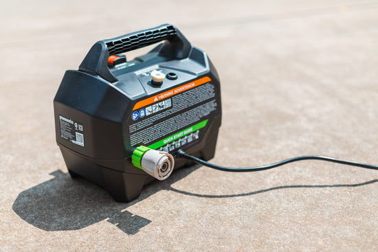 black-pressure-washer-with-Hoselink-connector-attached-to-it