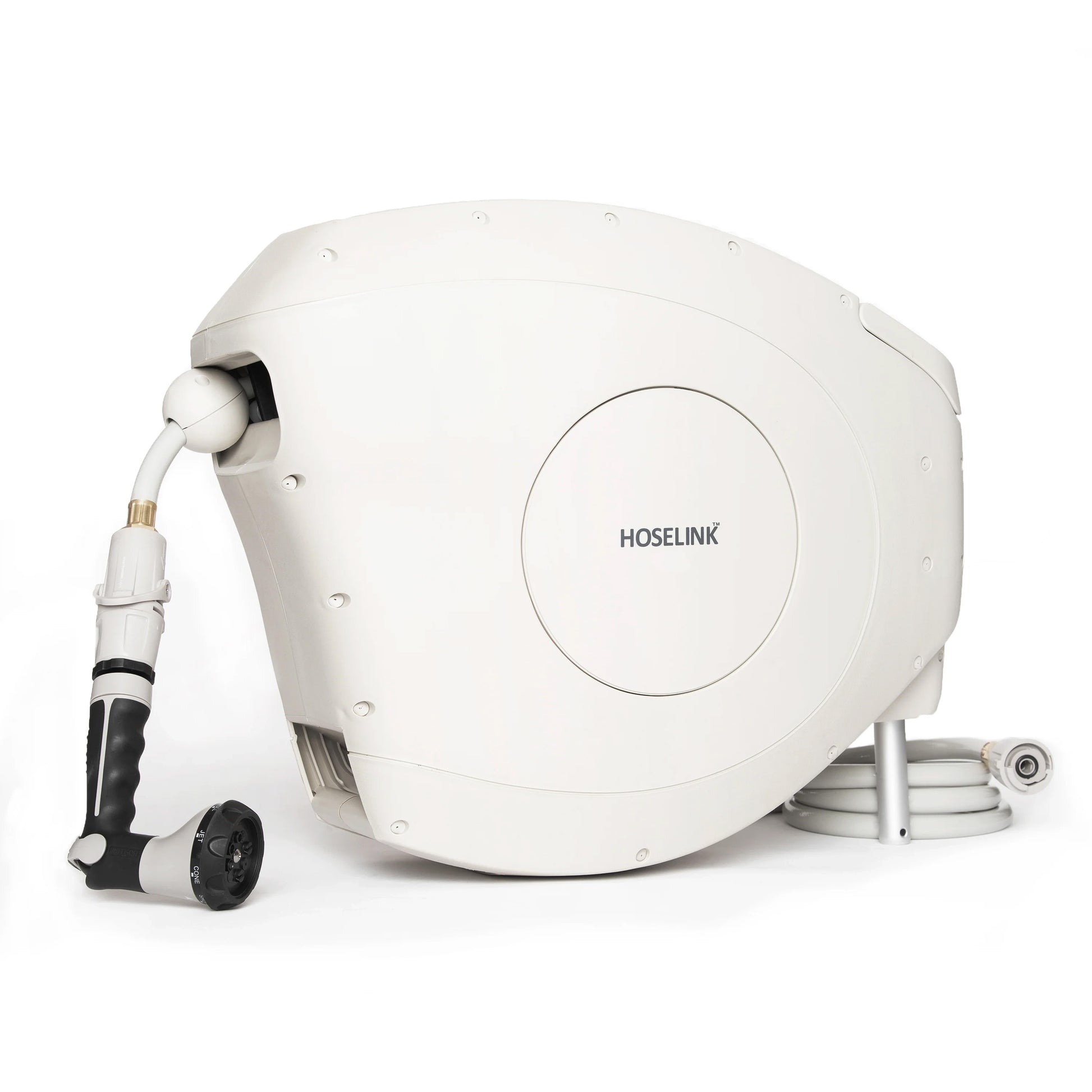 herbicide hose reel 100ft Retractable Garden Hose Reel | 1/2" | Self-Retracting, Wall or Post Mounted, UV-Stabilized, 180-degree Swivel, Heavy Duty | Beige