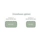 A size comparison graphic showing two green rounded rectangles labeled for greenhouse options: one for a 9-in-1 raised garden bed at 6.5' x 3.5' and a 6-in-1 raise garden bed at 5' x 3.5'.