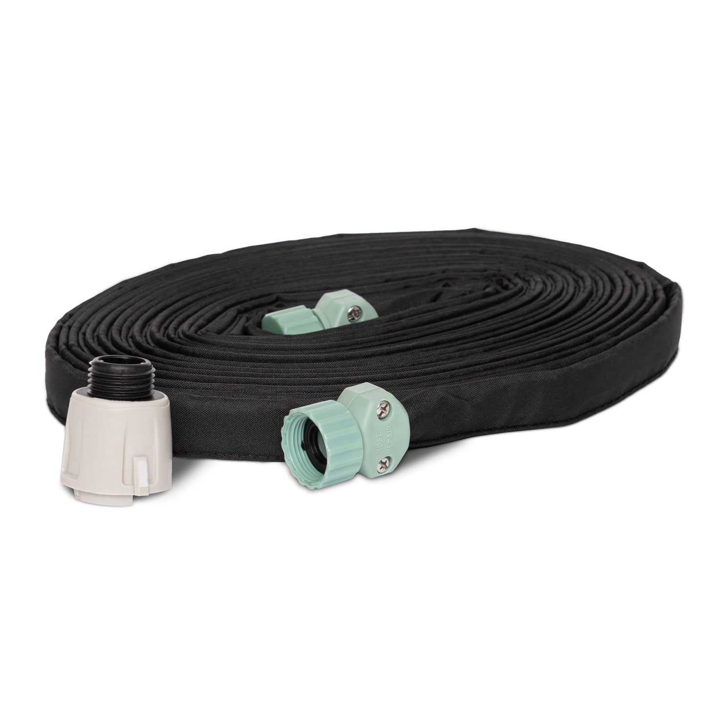 50ft Weeper Hose with Male Hose Connector on white background