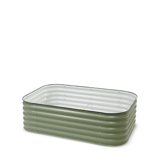 Studio image of the 6 in 1 Metal Raised Garden Bed 17" Tall, Sage against a white background.