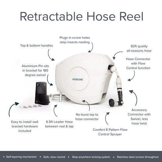 Classic 82ft Hi-Flow Retractable Hose Reel | Beige