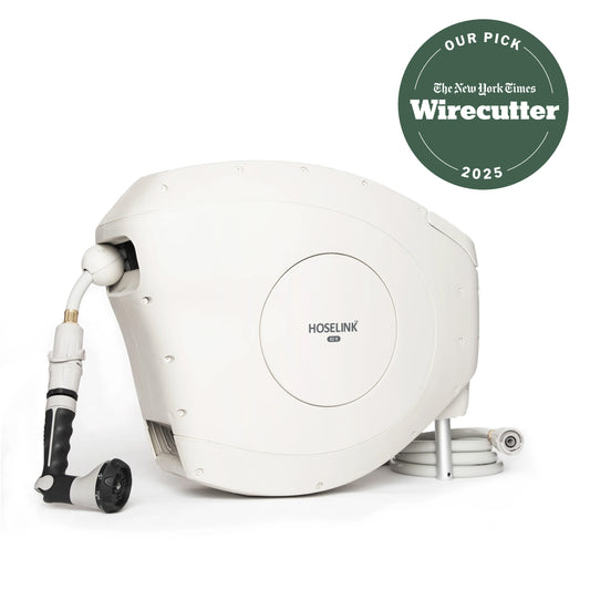 Studio image of a Beige Hoselink Classic Retractable Hose Reel