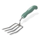 Gardening tool with a green handle on a white background