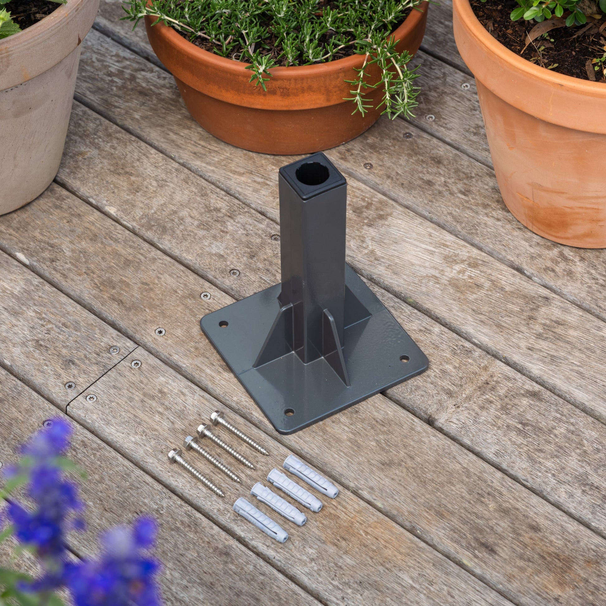 Ground Mount Classic Series on a wooden deck with hardware included.