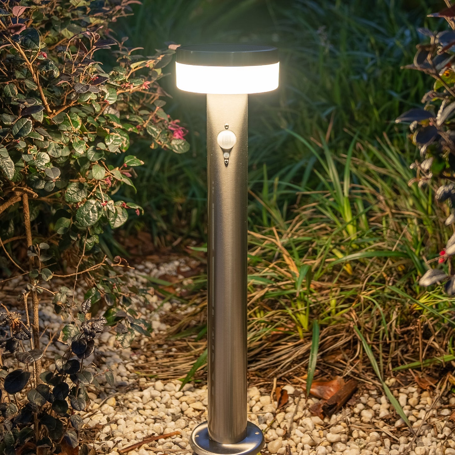 Stainless Steel Solar Bollard Light with Motion Sensor | 12 LED