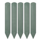 Set of five sage green recycled plastic plant labels on a white background