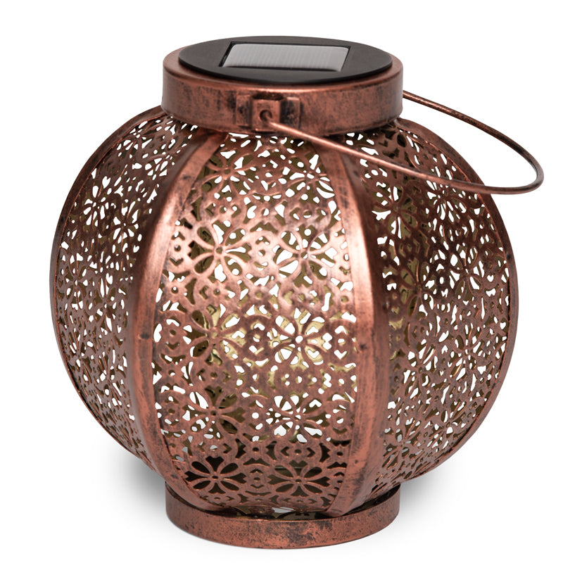 Moroccan inspired solar light on white background