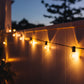 warm white solar party lights hanging on an outdoor wall