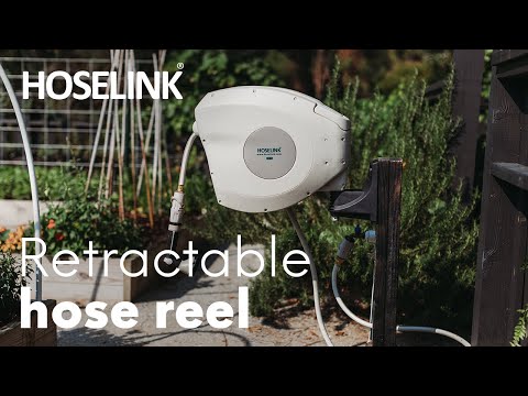 HOSELINK Automatic Retractable Garden Hose Reel Beige 9/16” x 50-ft,  8-Pattern Spray Nozzle, UV-Stabilized Kink-Free Hose, Wall Mounted Complete  Watering Solution for Backyard, Garden & Outdoor : Everything Else 